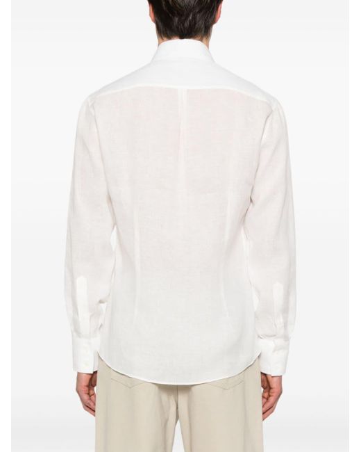 Brunello Cucinelli White Long-sleeve Linen Shirt for men