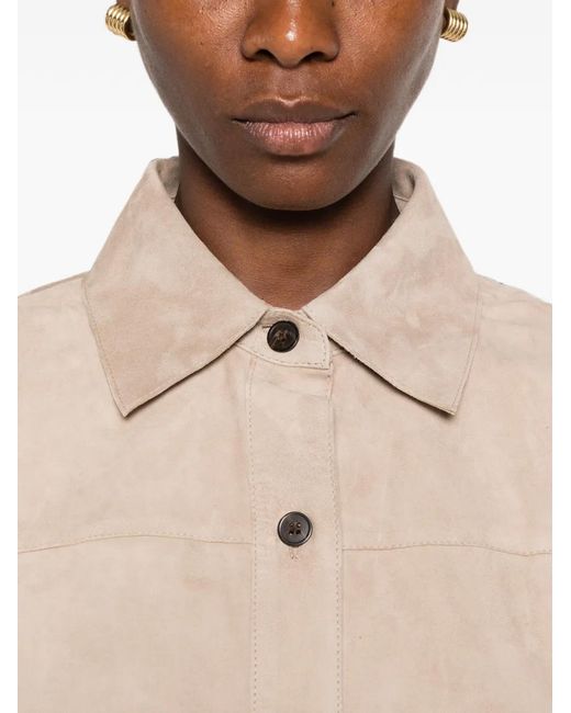 Arma Natural Suede Button-Front Jacket