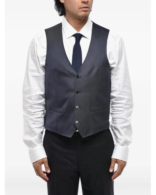 Corneliani Blue Silk-Twill Waistcoat for men