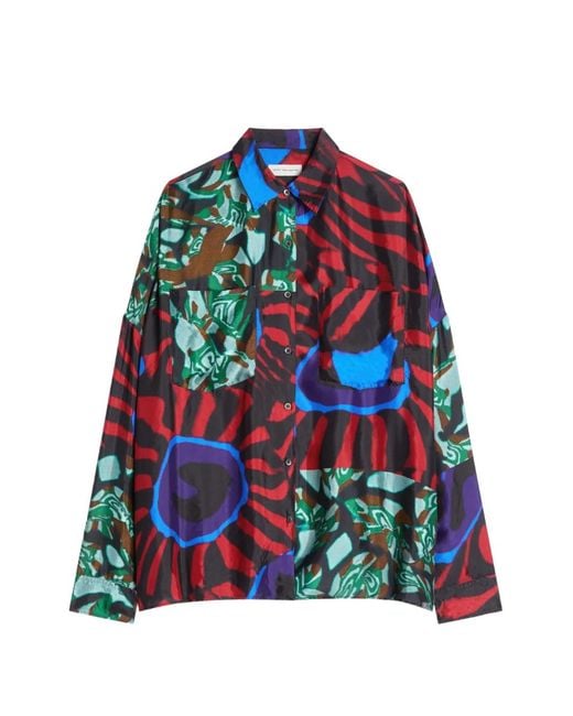 Dries Van Noten Red Viscose Cocoon Shirt