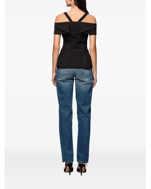 Murmur Black Candy Shoulder Straps Buttoned Top