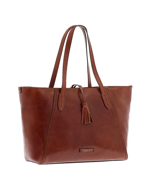 The Bridge Red Florentin Tassel-Detail Leather Tote Bag