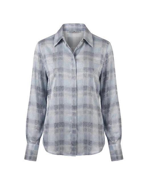 Ermanno Scervino Blue Check-Print Rhinestone-Embellished Shirt