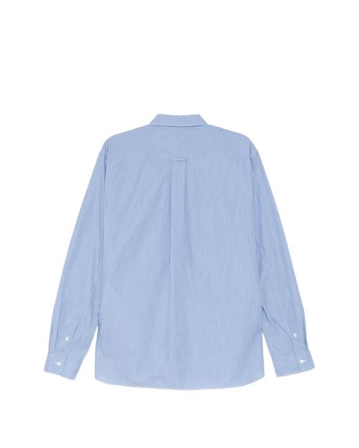 Junya Watanabe Blue Patchwork Striped Shirt for men