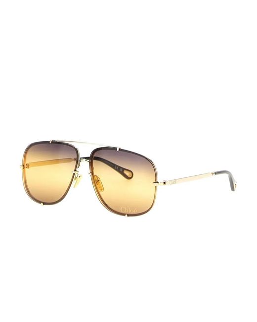 Chloé Natural Pilot-Frame Sunglasses