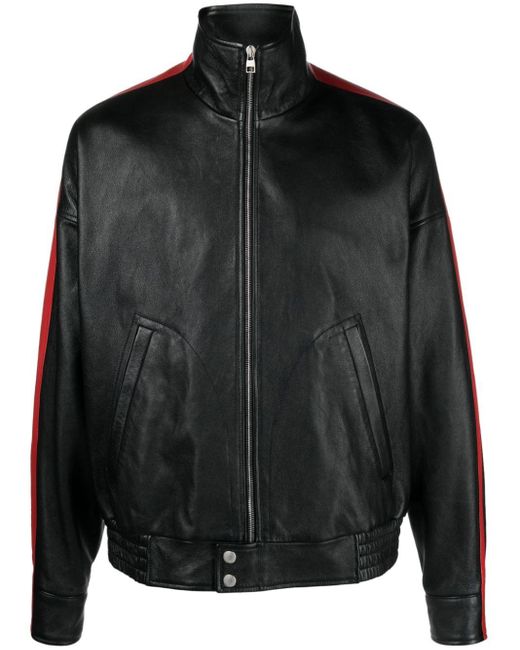 Veste de moto en cuir à rayures Alexander McQueen pour homme en coloris Black
