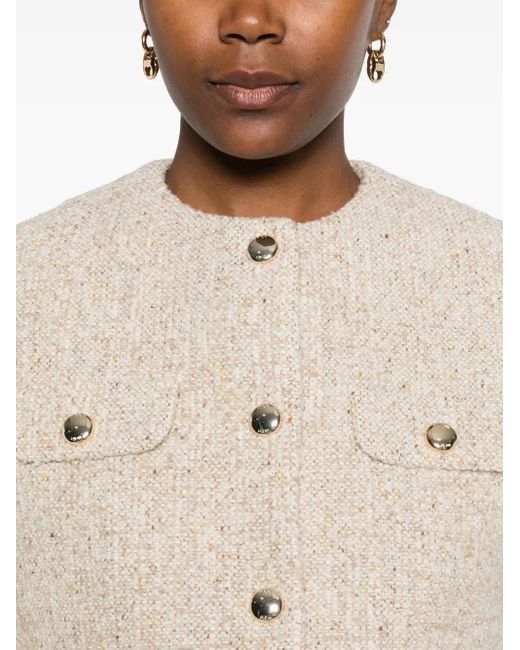 Chaqueta corta de tweed con botones Maje de color Natural