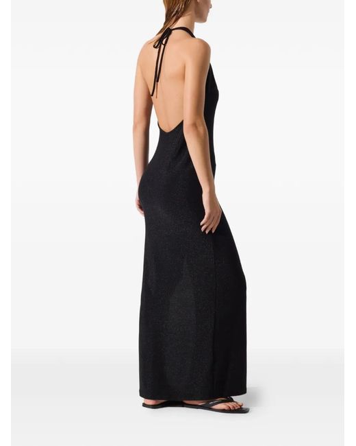 Karl Lagerfeld Black Maxi Dress With Deep V-Neckline And Open Back