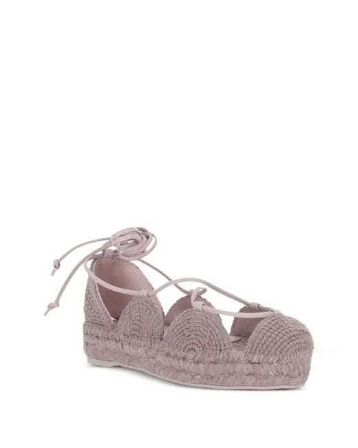 Loewe Pink Lace-Up Flat Espadrilles