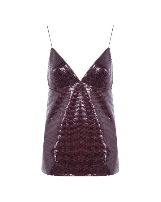 Alberta Ferretti Purple Sequin-Embellished Tank Top