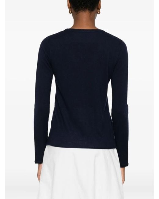 Majestic Filatures Blue V-Neck Long-Sleeve Sweater