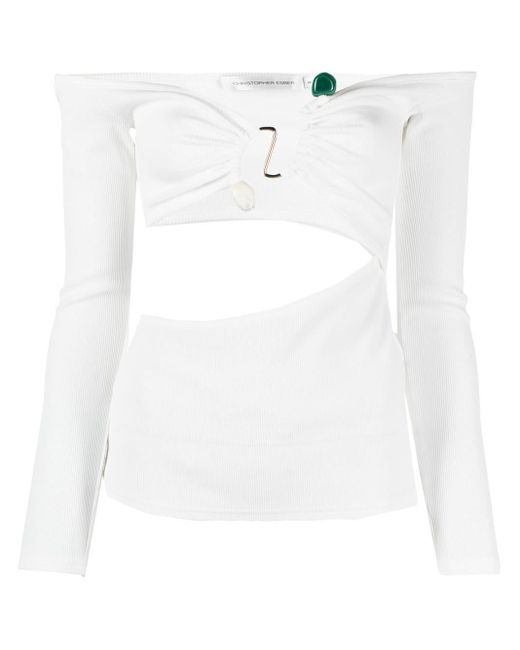 Christopher Esber Cut-out Off-shoulder Top in White | Lyst