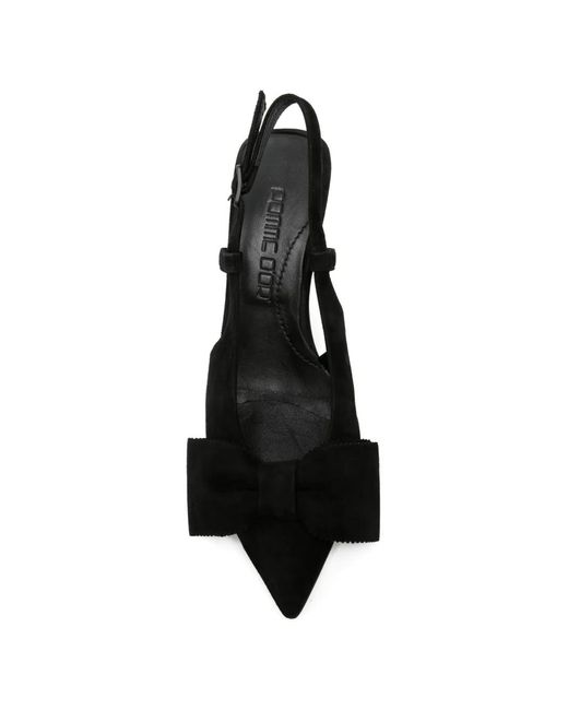 Pomme D ́Or Black Henriette Bow-Detail Slingback Pumps