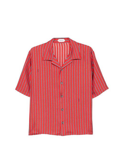 Versace Red Meandros-Print Silk Shirt for men