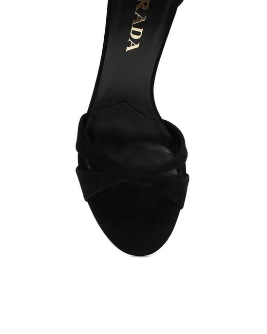 Prada Black Criss-Cross Stiletto-Heel Sandals