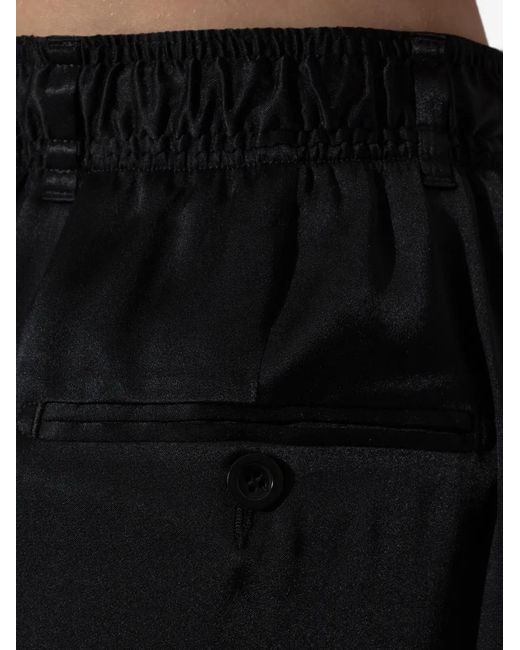 Maison Margiela Black Satin-Finish Drawstring Trousers