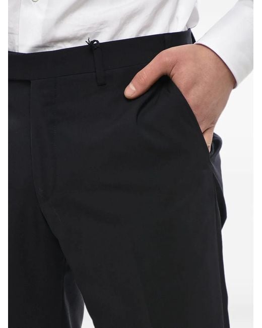 Corneliani Black Pressed-Crease Virgin Wool Trousers for men