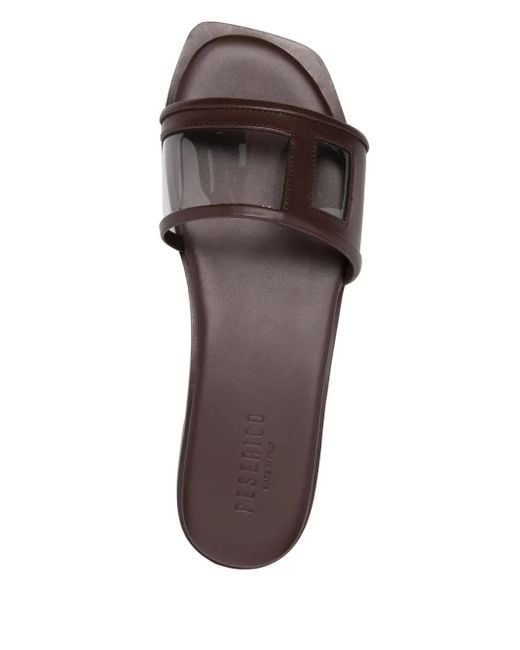 Peserico Brown Leather Slides