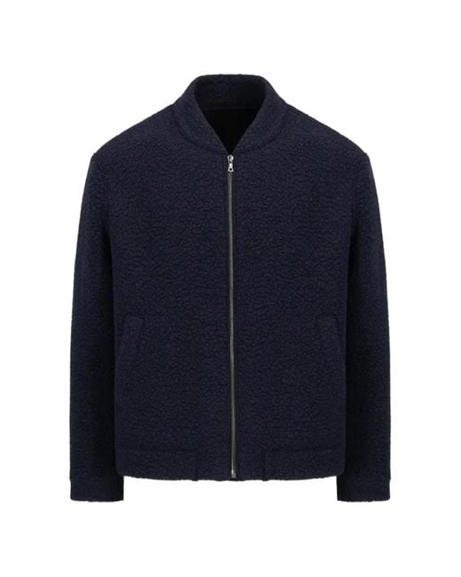 Harris Wharf London Blue Bouclé-Knit Bomber Jacket for men