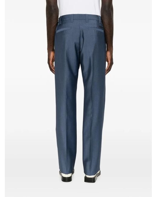 Versace Blue Informal Pressed-Crease Trousers for men