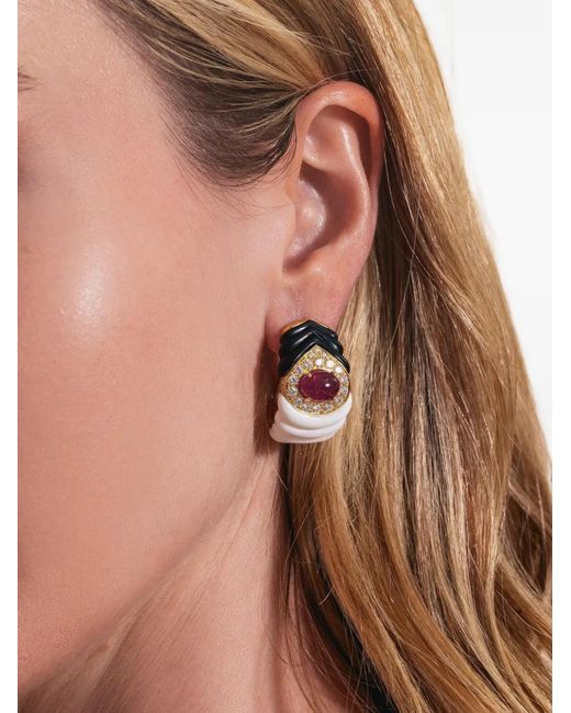 Andreoli White Ruby And Diamond Earrings