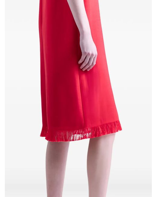 FFORME Red Bella Fringed Midi Dress