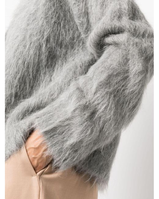Totême  Gray V-neck Alpaca Wool-blend Cardigan