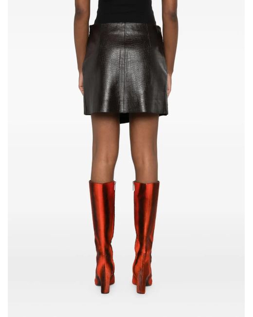Stand Studio Gray Crocodile-Effect Asymmetric Skirt