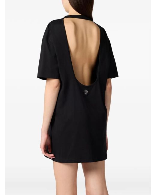 Philipp Plein Black Mini Open-Back Dress