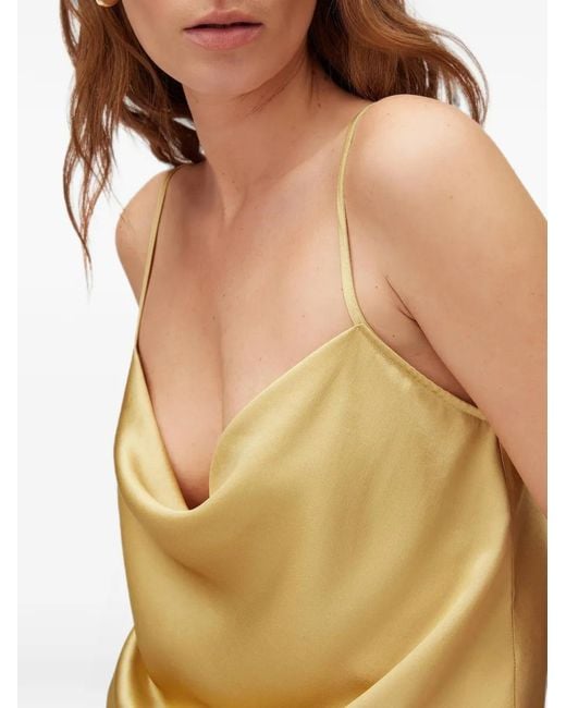 RETORI Yellow Draped Silk Top