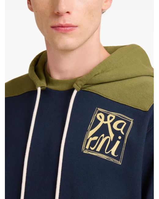 Marni Blue Colour-Block Hoodie for men
