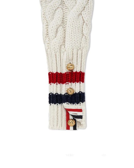 Thom Browne White Cable-Knit V-Neck Pullover