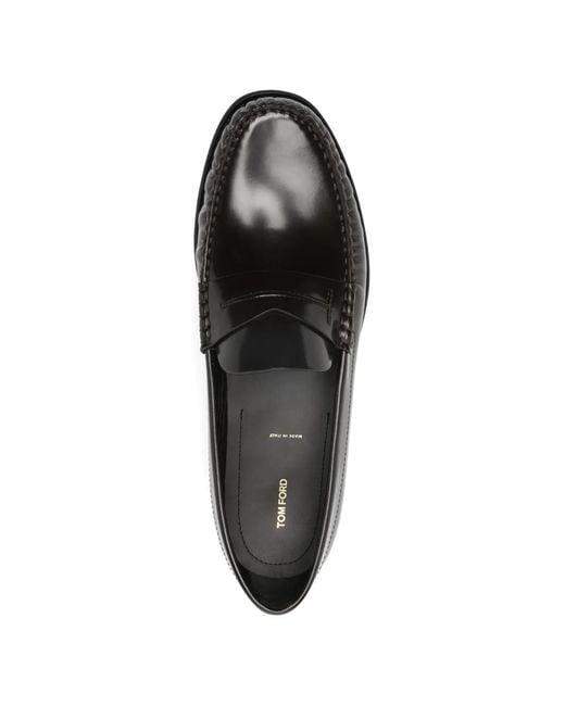 Tom Ford Black Penny-Detail Flat Shoes for men