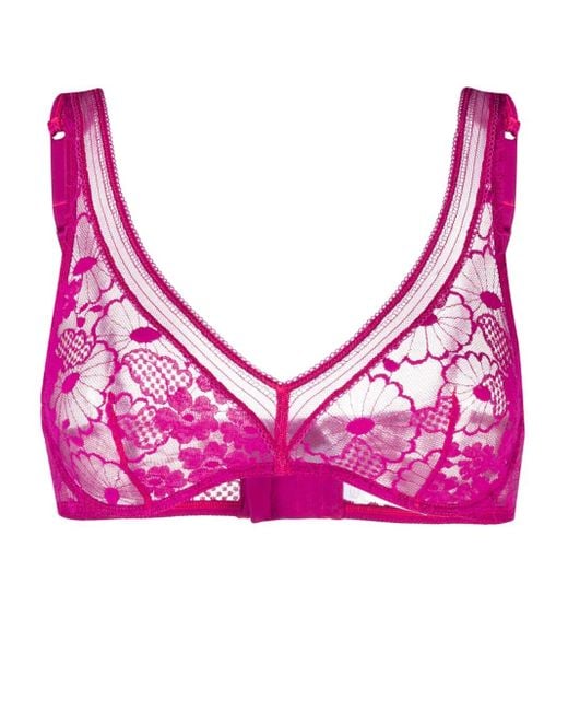 Eres Pink Millefleurs Triangle Lace Bra