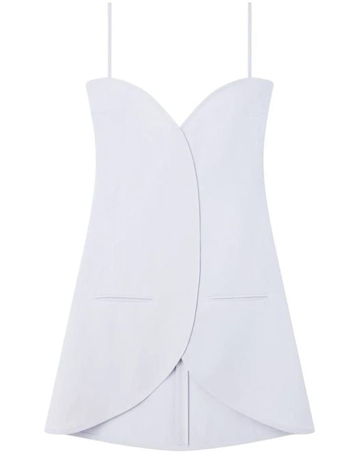 Courreges White Lilac Crepe Texture A-Line Dress