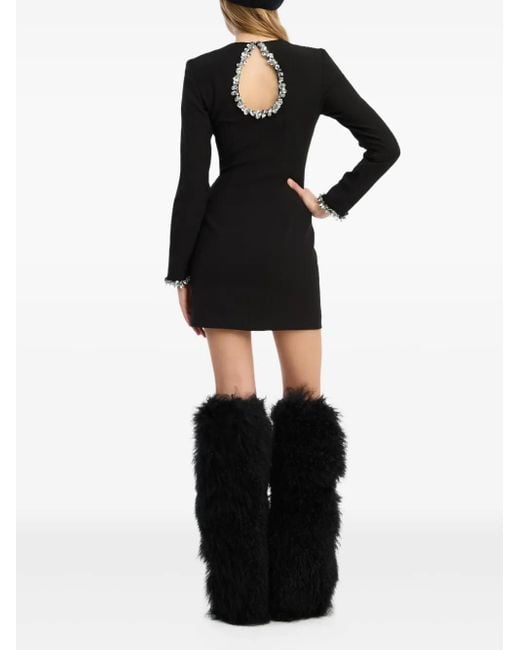 ROTATE BIRGER CHRISTENSEN Black Embellished Crepe Mini Dress