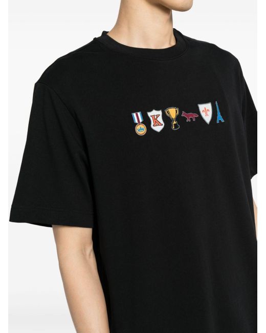Maison Kitsuné T-Shirt mit Applikation in Black für Herren