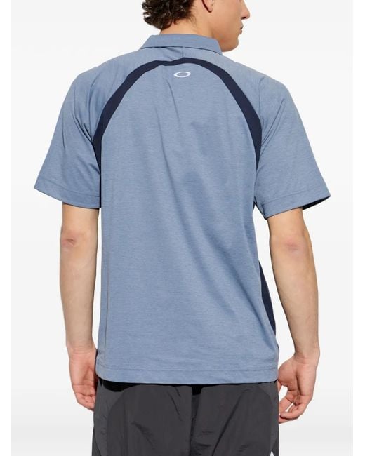 Oakley Blue Zip Detail Colour-Block Polo Shirt for men