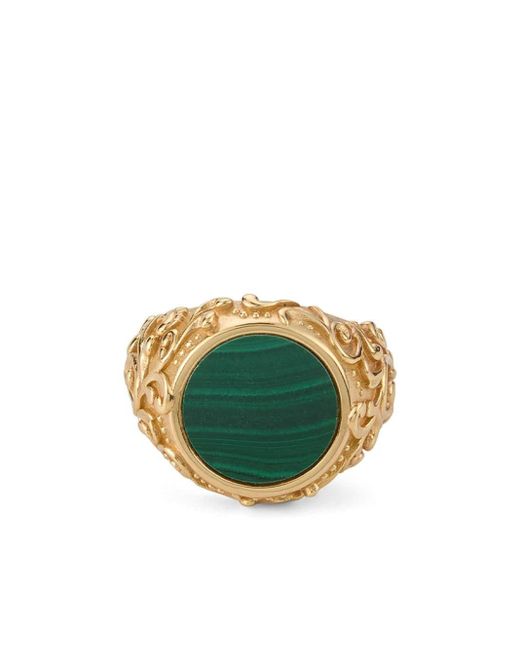 Emanuele Bicocchi Green Arabesque Engraved Sovereign Ring