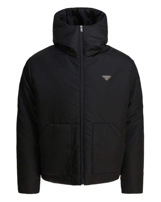 Plumífero con logo triangular Prada de hombre de color Black