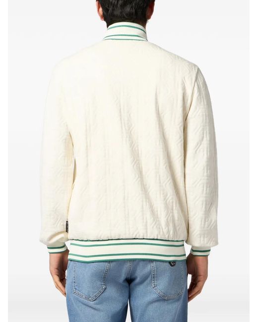 Philipp Plein White Monogram-Pattern Track Jacket for men