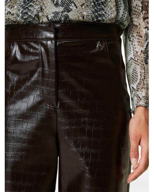 Twinset Black Faux-Lederhose in Kroko-Optik