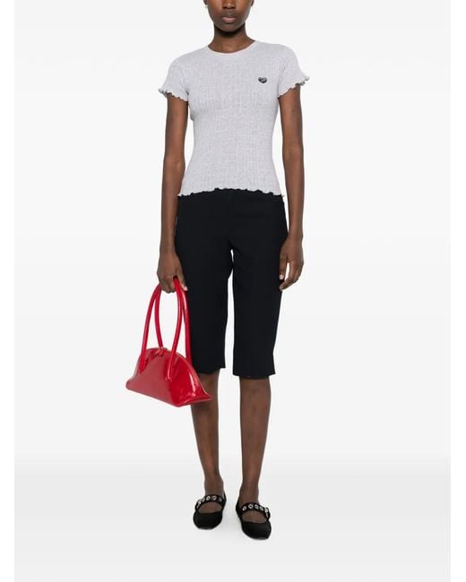 Maison Labiche White Ruffled Logo-Patch T-Shirt