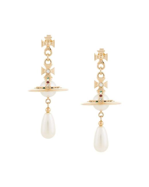 Vivienne Westwood Metallic Pearl Drop Earrings