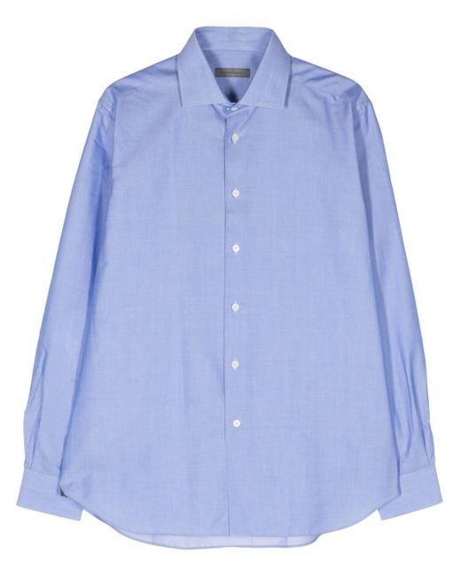 Corneliani Blue Classic-collar Cotton Shirt for men