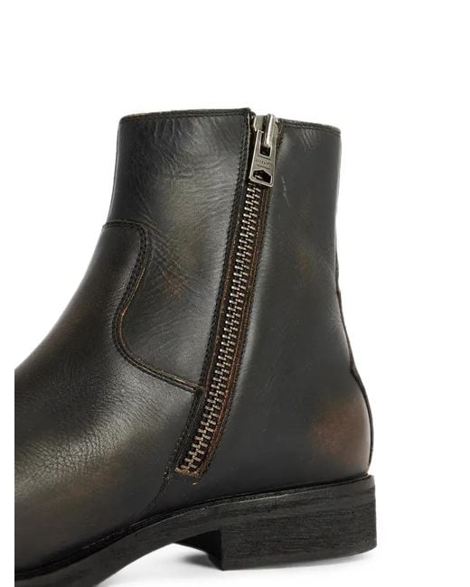 AllSaints Black Side-Zip Leather Ankle Boots for men