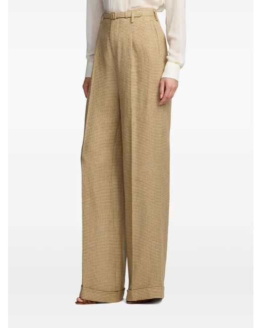 Ralph Lauren Natural Dogtooth-Pattern Trousers