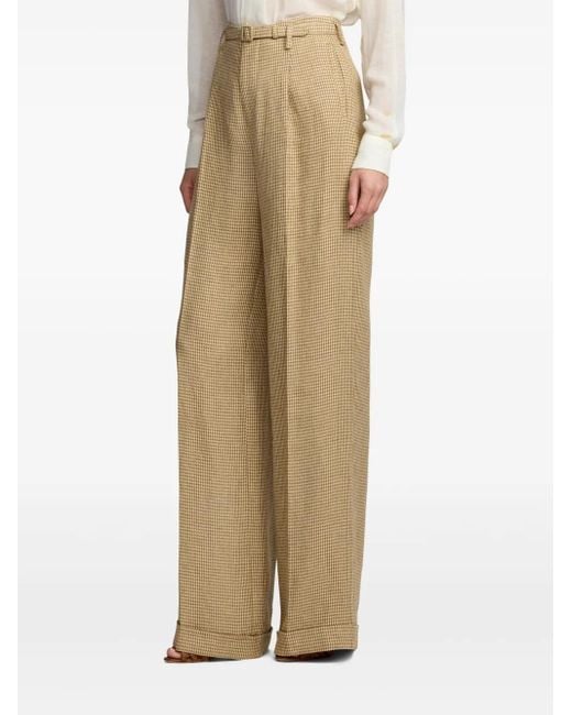 Ralph Lauren Natural Dogtooth-Pattern Trousers