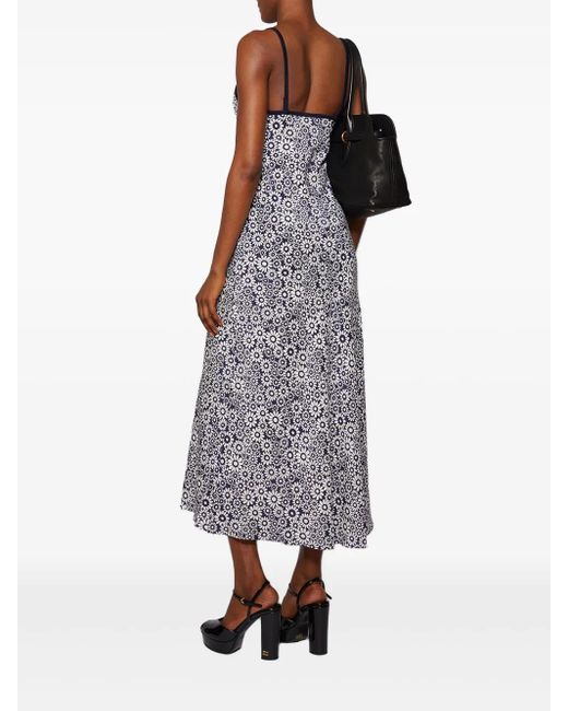 Miu Miu Purple Floral-Print Slip Dress