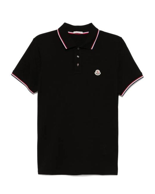 Moncler Black Cotton Polo Shirt for men